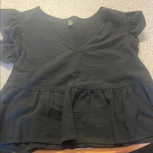 SHEIN Black Ruffled Kids Blouse